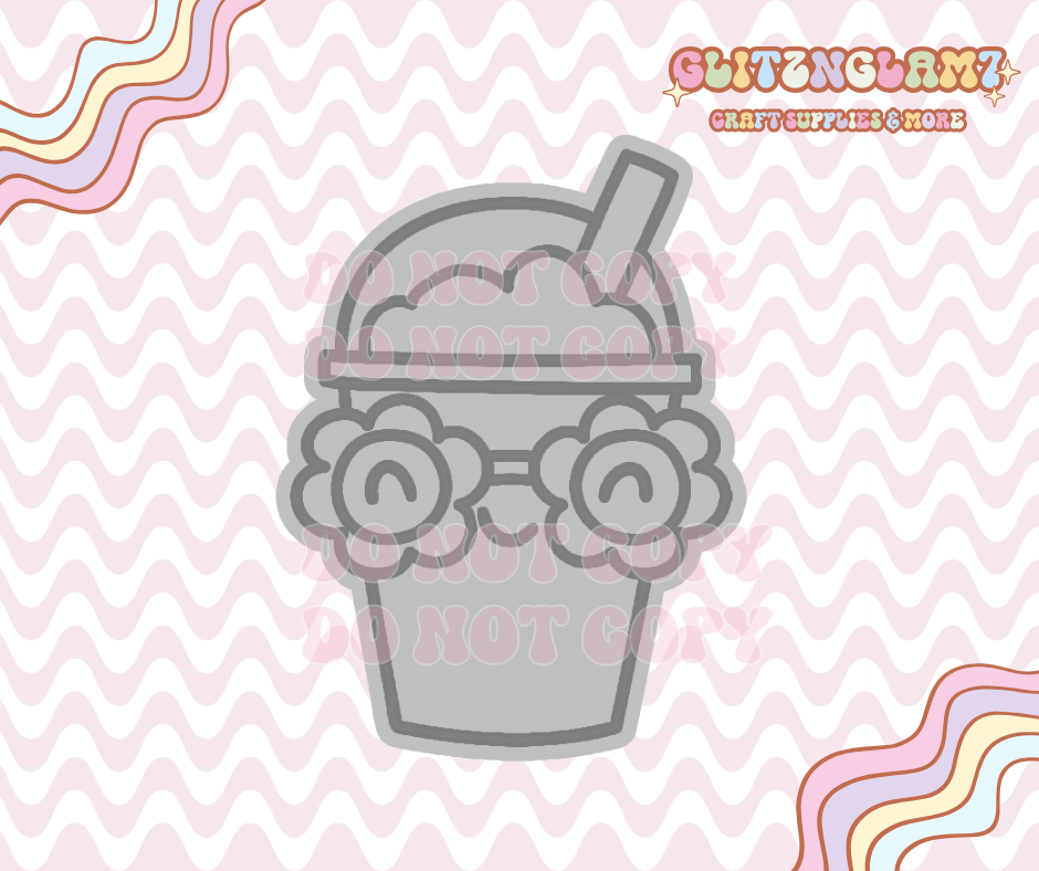 Bubble Tea Cup w/ Floral Glasses Premium Silicone Mold