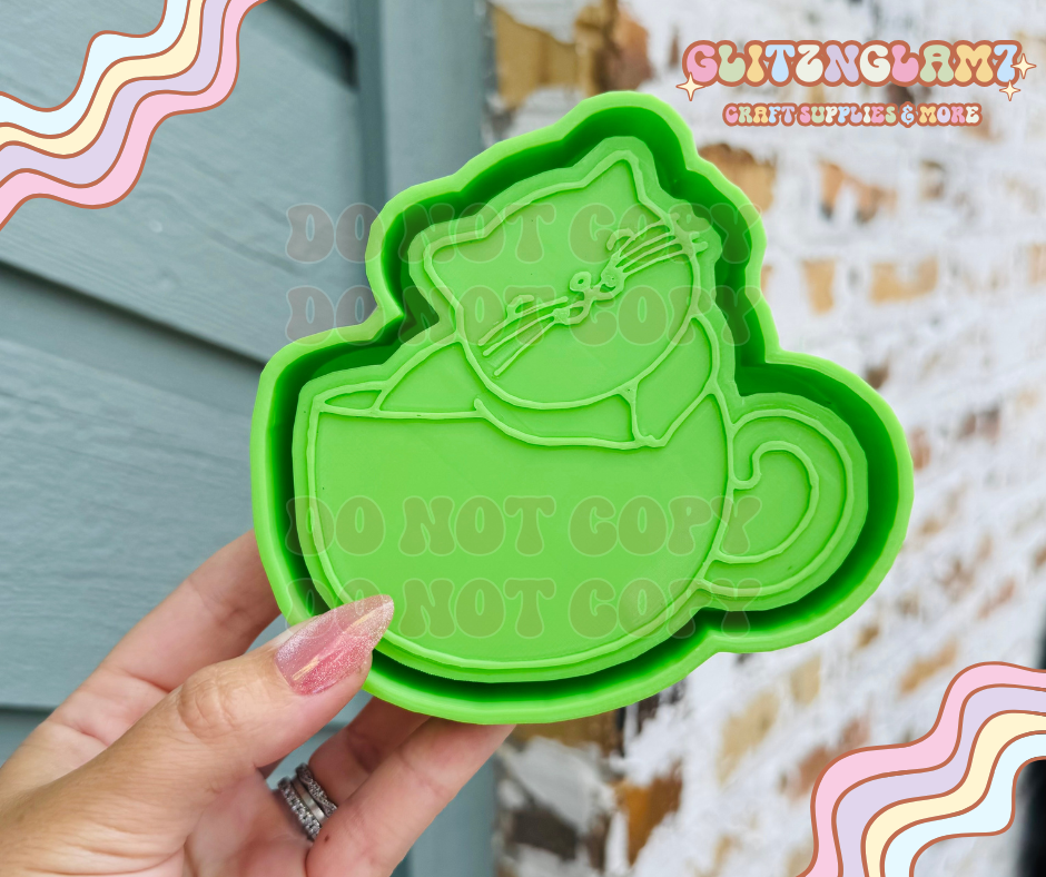 Cat in Coffee Mug Silicone Mold