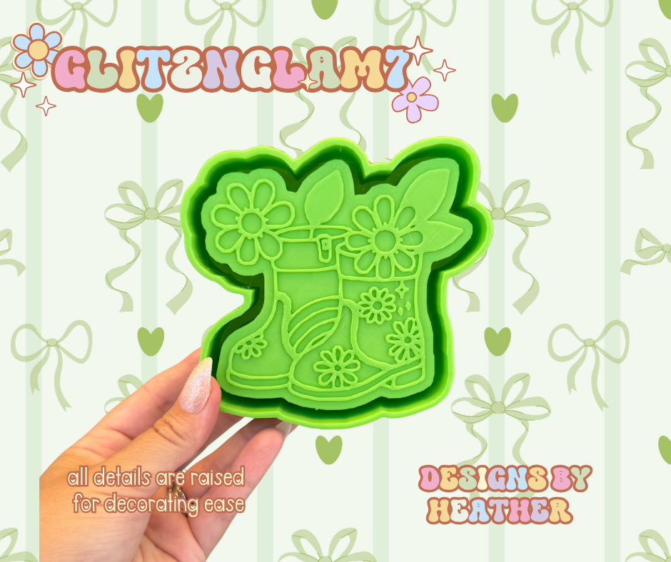 Groovy Floral Rain Boots Silicone Mold