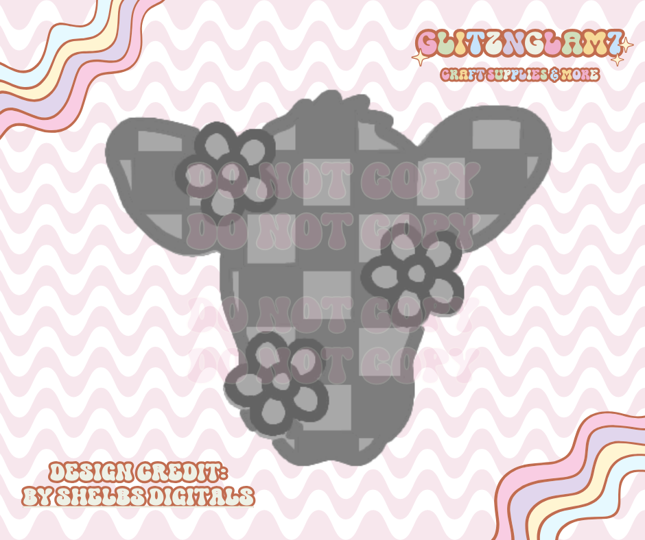 Checkered Cow w/ Daisies Silicone Mold