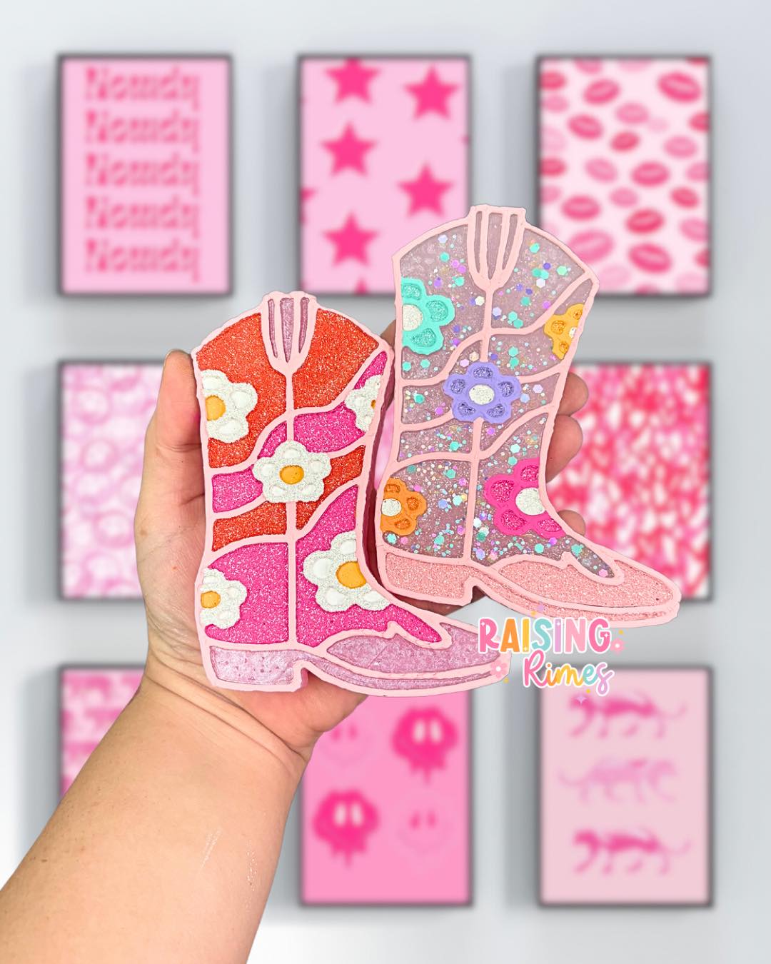 Floral Groovy Cowgirl Boot Silicone Mold