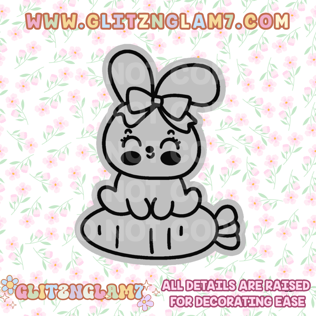 Cute Bunny on Carrot Silicone Mold