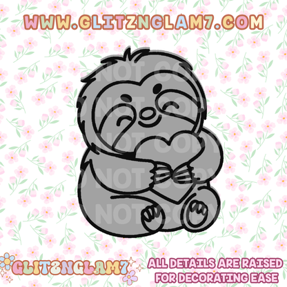 Cute Sloth Holding Heart Silicone Mold