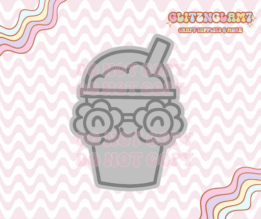 Bubble Tea Cup w/ Floral Glasses Premium Silicone Mold
