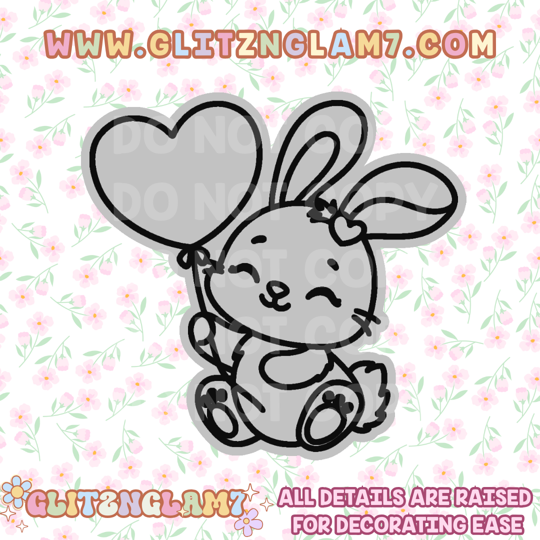 Cute Bunny w/ Heart Balloon Silicone Mold