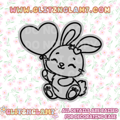 Cute Bunny w/ Heart Balloon Silicone Mold