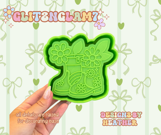 Groovy Floral Rain Boots Silicone Mold