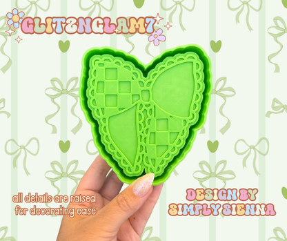 Scallop Edge Half Checkered Bow Silicone Mold