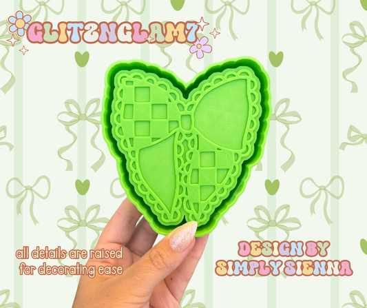 Scallop Edge Half Checkered Bow Silicone Mold