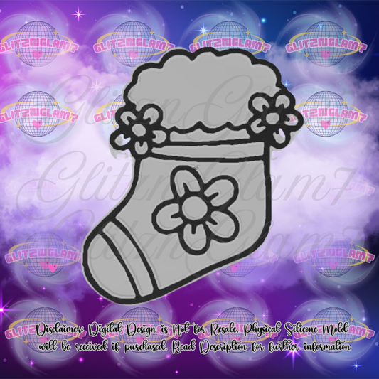 Cute Floral Stocking Silicone Mold