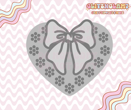 Mexican Talavera Heart W/ Bow Premium Silicone Mold