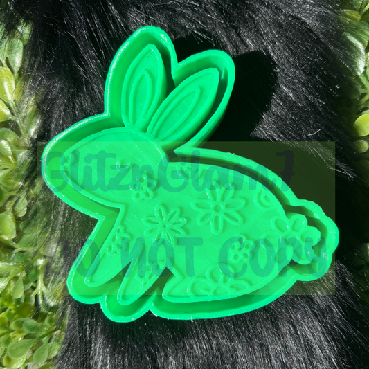 Retro Floral Bunny Silicone Mold