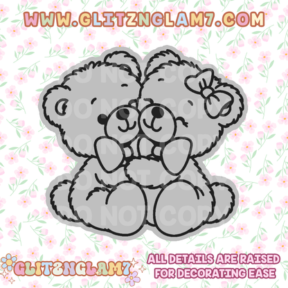 Cute Hugging Teddy Bears Silicone Mold