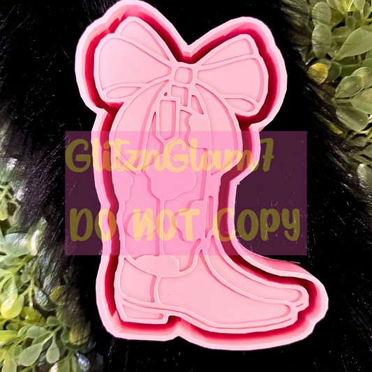 Cowgirl Boots w/ Bow & Cow Print Silicone Mold