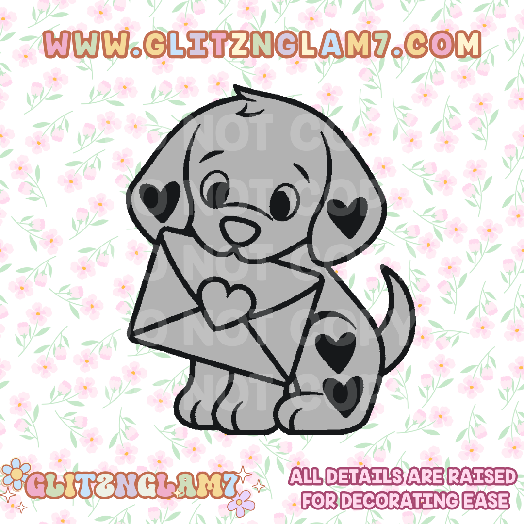 Valentine Puppy w/ Love Letter Silicone Mold