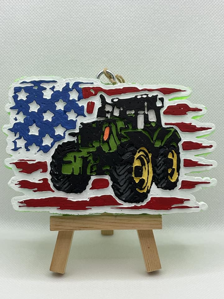 USA Flag w/ Tractor Freshie Silicone Mold