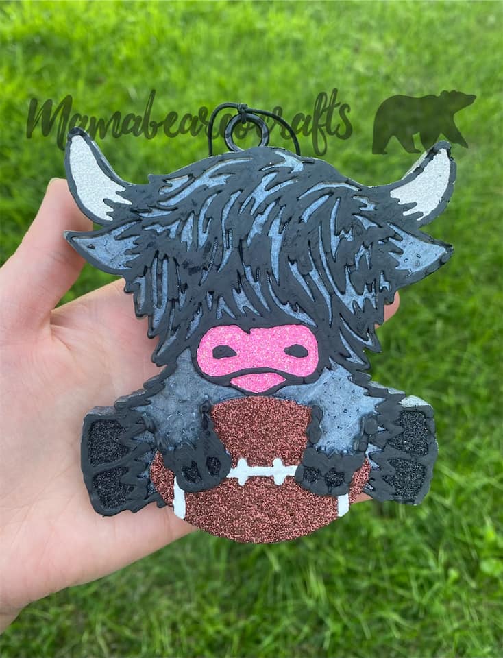 Highland Cow w/ Football Silicone Mold