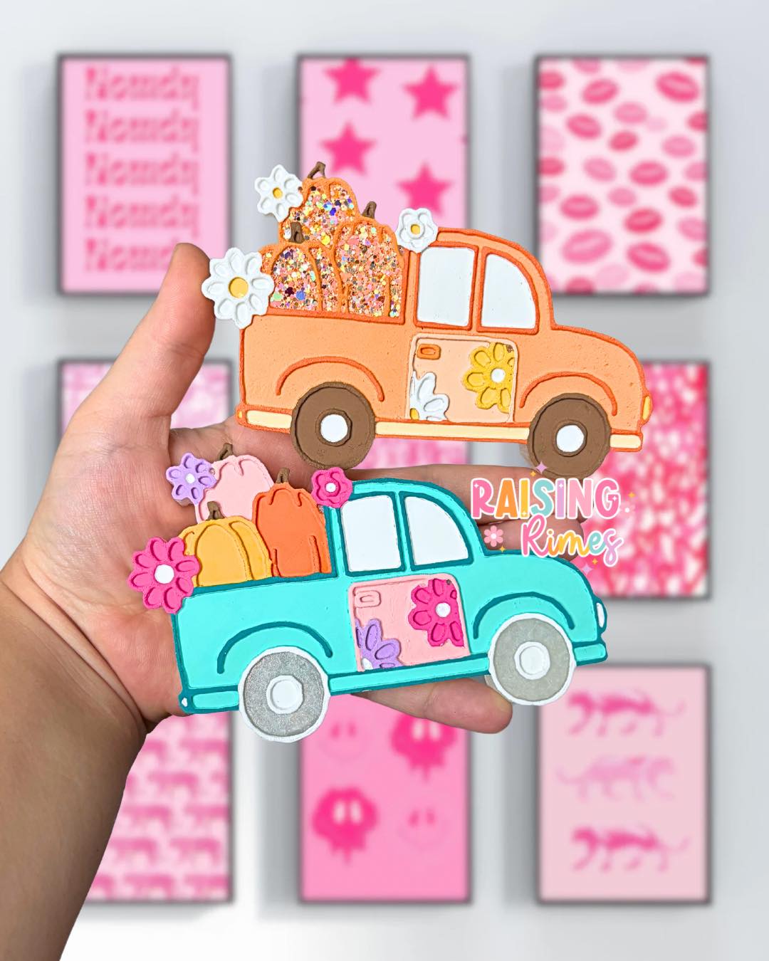 Truck w/ Pumpkins & Flowers Silicone Mold