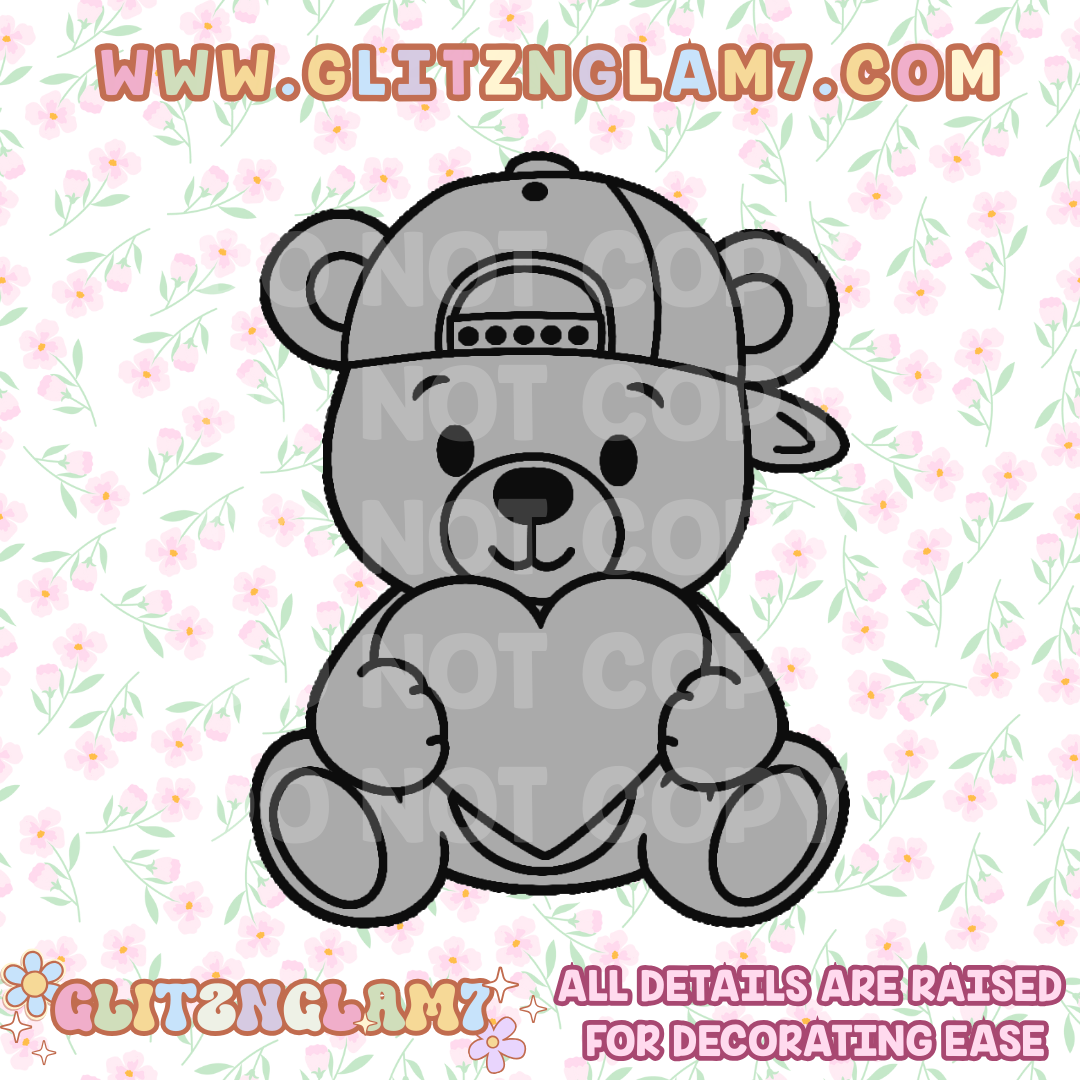 Teddy Bear w/ Hat & Heart Silicone Mold