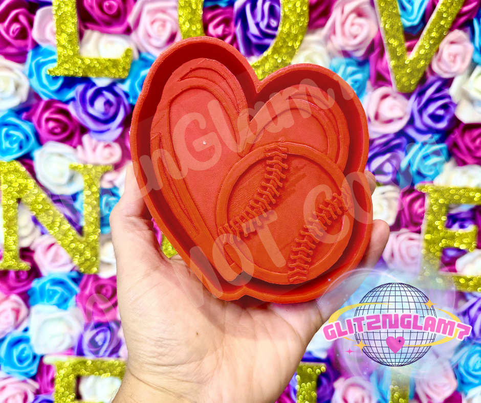 Hearts w/ Baseball Silicone Mold