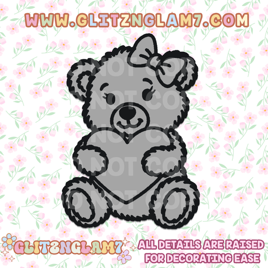 Coquette Teddy Bear w/ Heart Silicone Mold
