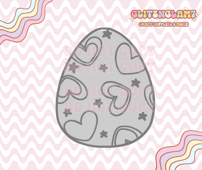 Easter Egg w/ Hearts & Stars Premium Silicone Mold