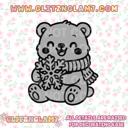 Winter Bear Holding Snowflake Silicone Mold