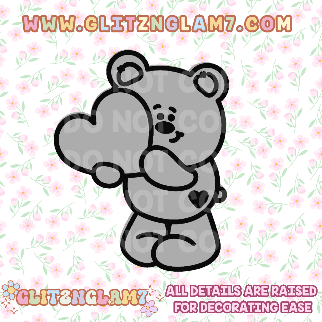 Teddy Bear Holding Heart Silicone Mold