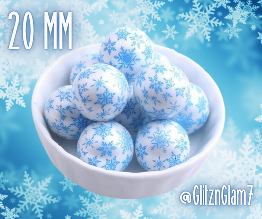 Snowflake Decorative Beads (Blue & White)