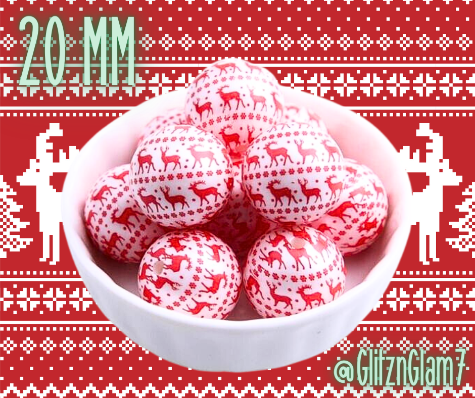 Reindeer (Red & White) Decorative Beads
