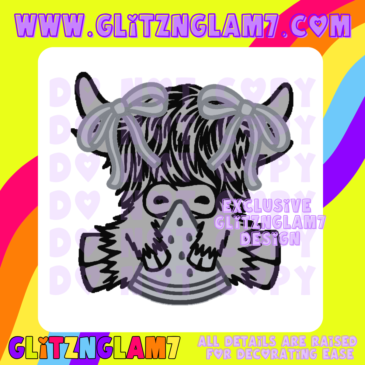 Highland Cow w/ Watermelon & Bows Silicone Mold -GNG7 Exclusive