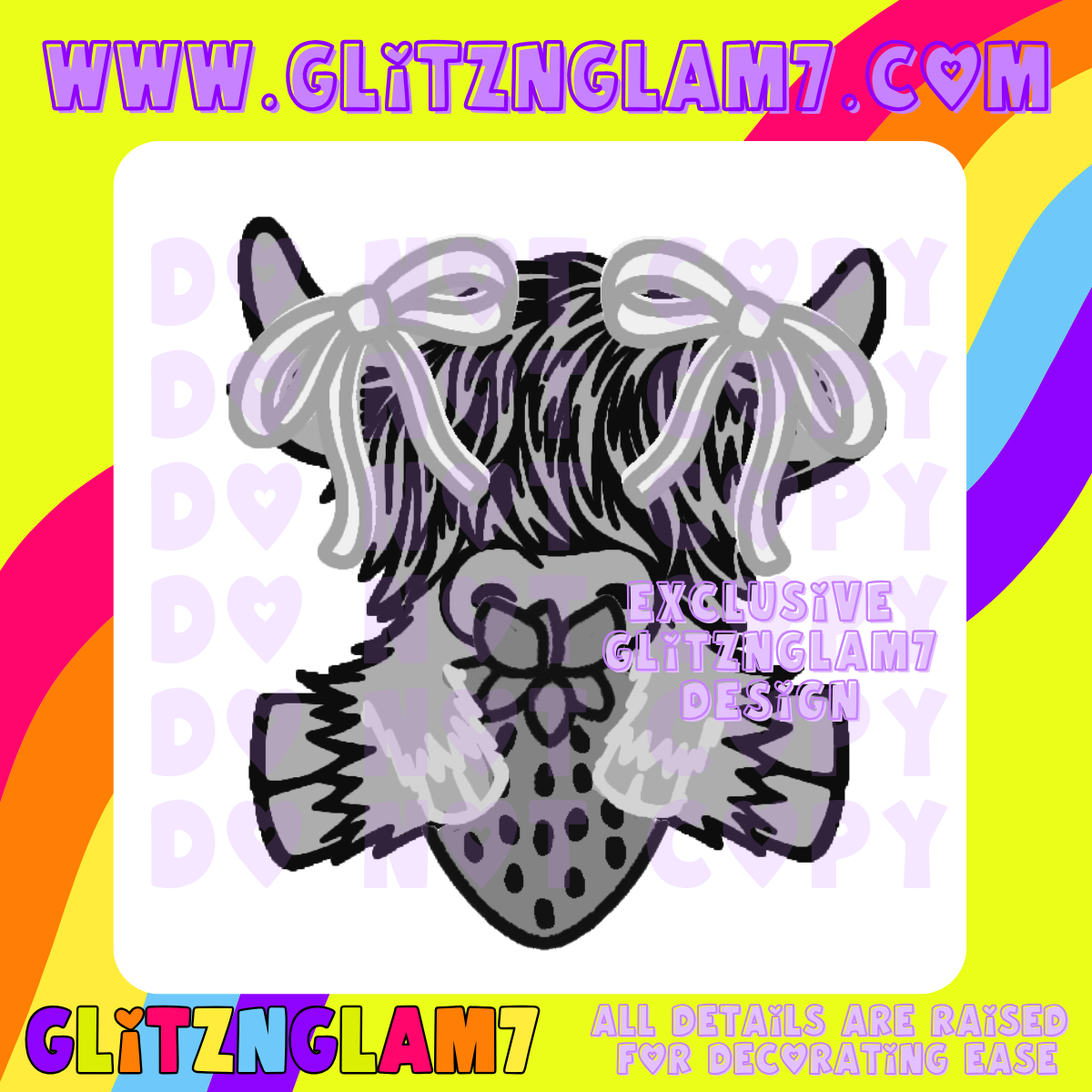Highland Cow w/ Strawberry & Bows Silicone Mold -GNG7 Exclusive