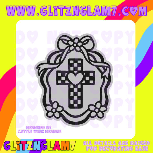 Checkered Cross Bow Frame Silicone Mold