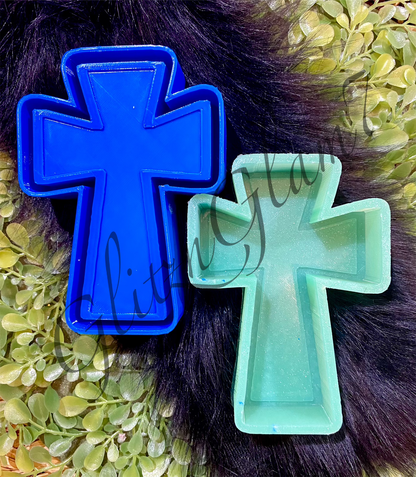 Cross w/ Raised Border Silicone Mold