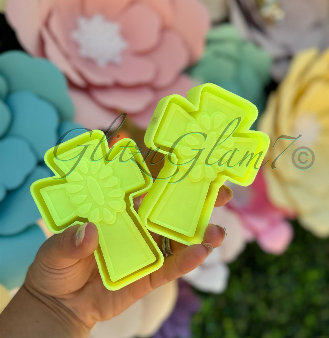 ** VENT CLIPS *** Cross w/ Squash Blossom Silicone Mold -GNG7 Exclusive