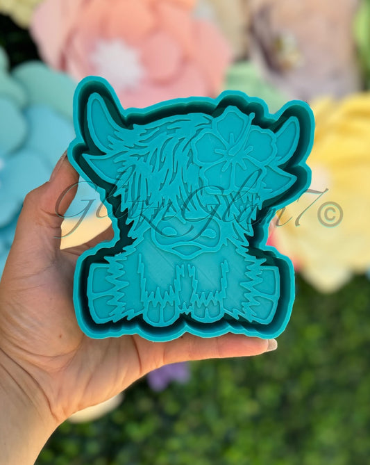 Highland Cow w/ Hibiscus Flower Silicone Mold-GNG7 Exclusive