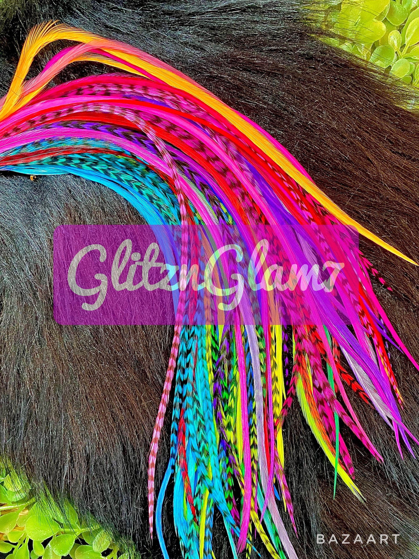 Hair Feather Extensions -Neon Cowgirl Mix -