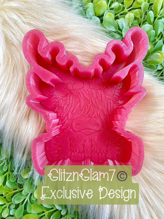 Highland Cow w/ Reindeer Antlers (WITH BOWS) Silicone Mold