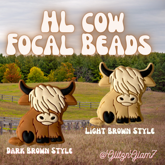 Highland Cow Focal Beads - Light Brown Color