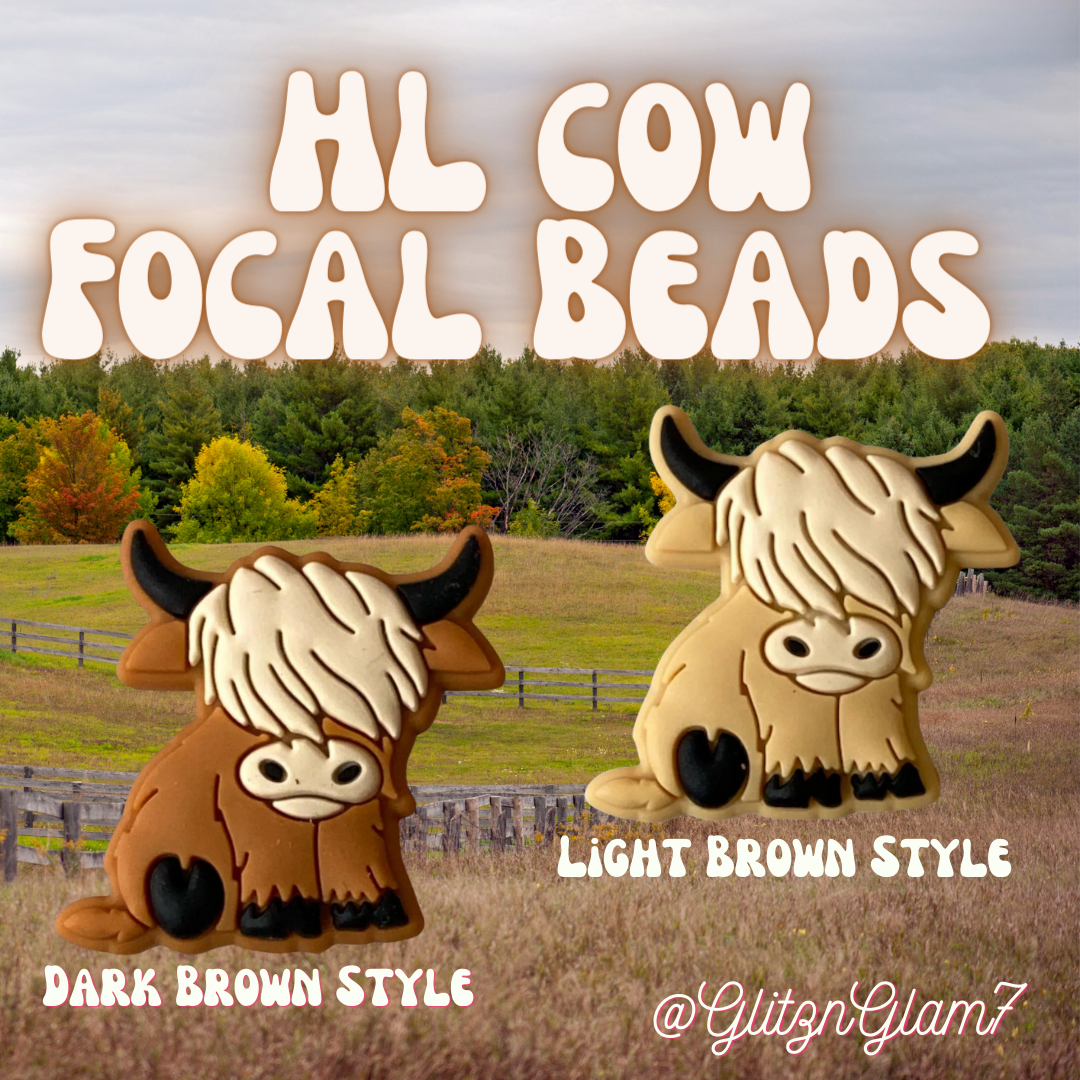 Highland Cow Focal Beads - Dark Brown Color