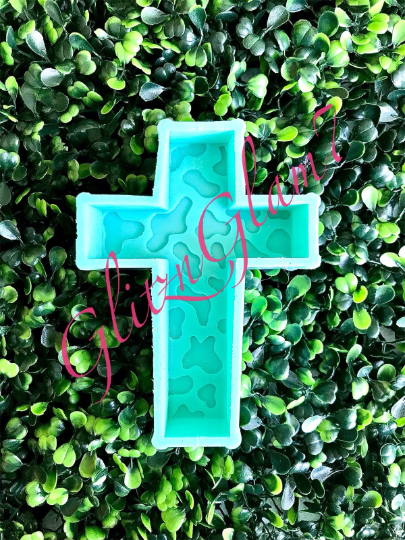 Cross with Cow Print Silicone Mold