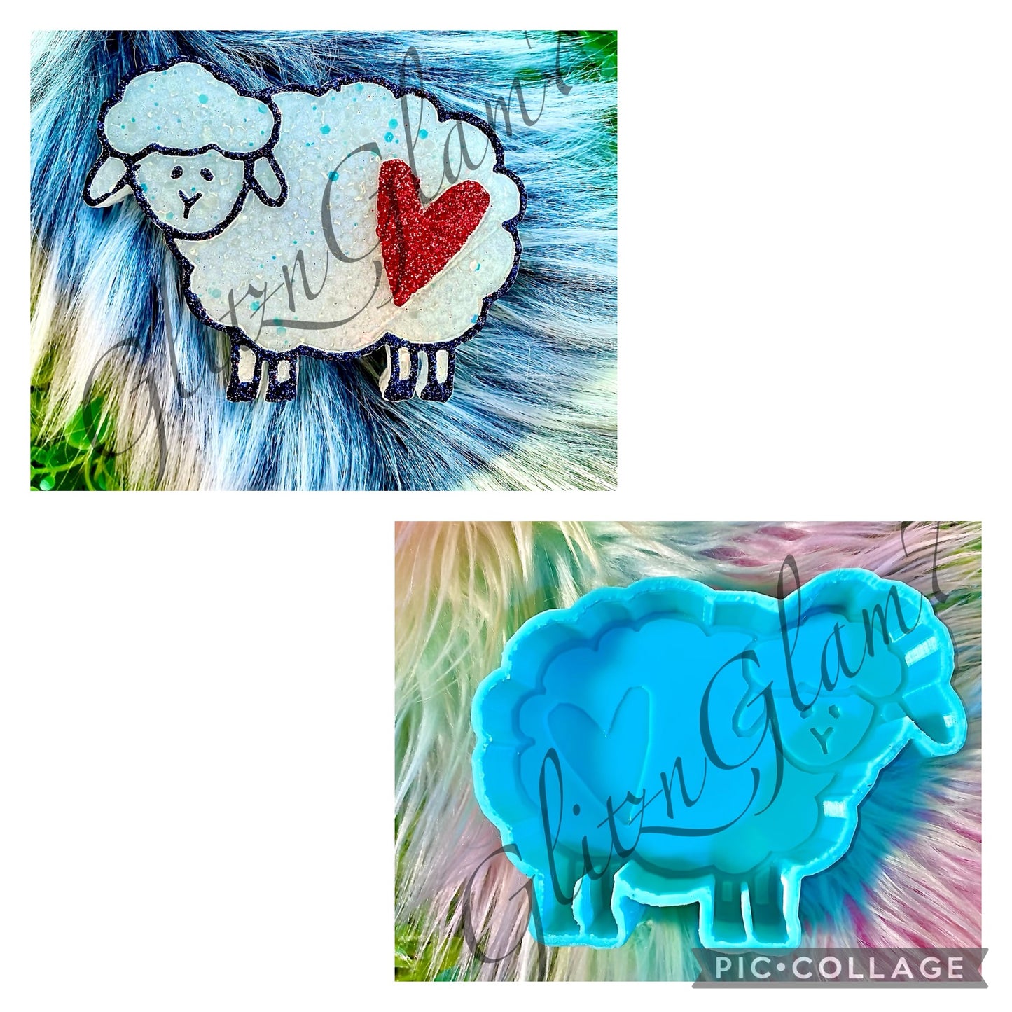 Little Lamb w/ Heart Freshie Silicone Mold