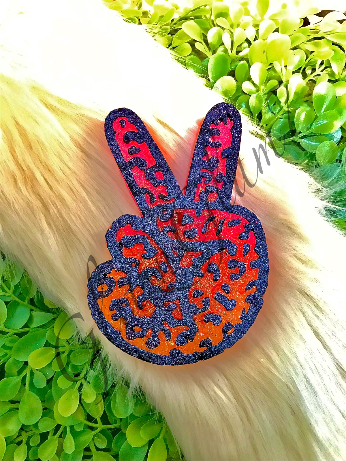 Leopard Print Peace Sign Freshie Silicone Mold