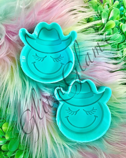 **VENT CLIP** Cowgirl Smiley w/ Hat Freshie Silicone Mold