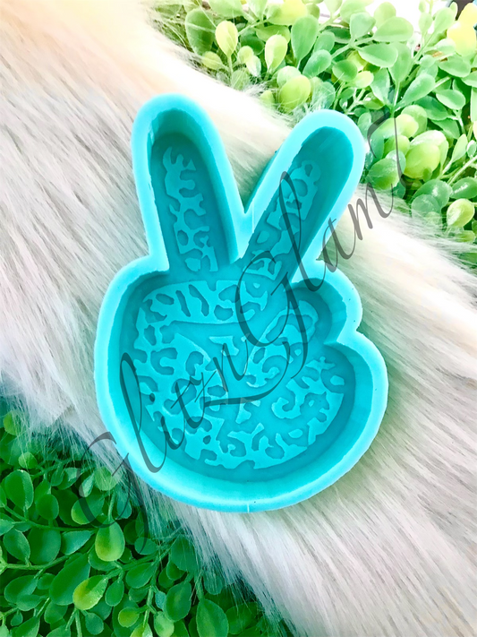 Leopard Print Peace Sign Freshie Silicone Mold